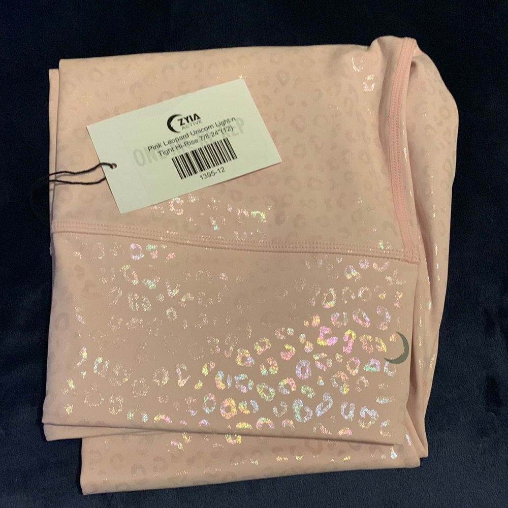 NWT Zyia Pink Leopard Unicorn Light N Tight Size 12